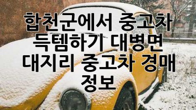 합천군에서 중고차 득템하기: 대병면 대지리 중고차 경매 정보